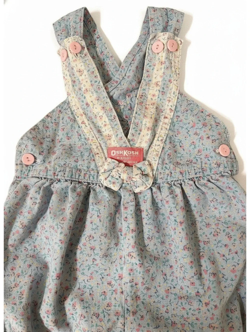 Vintage OshKosh B’Gosh Vestbak Blue Floral Bubble Romper Overall 24M